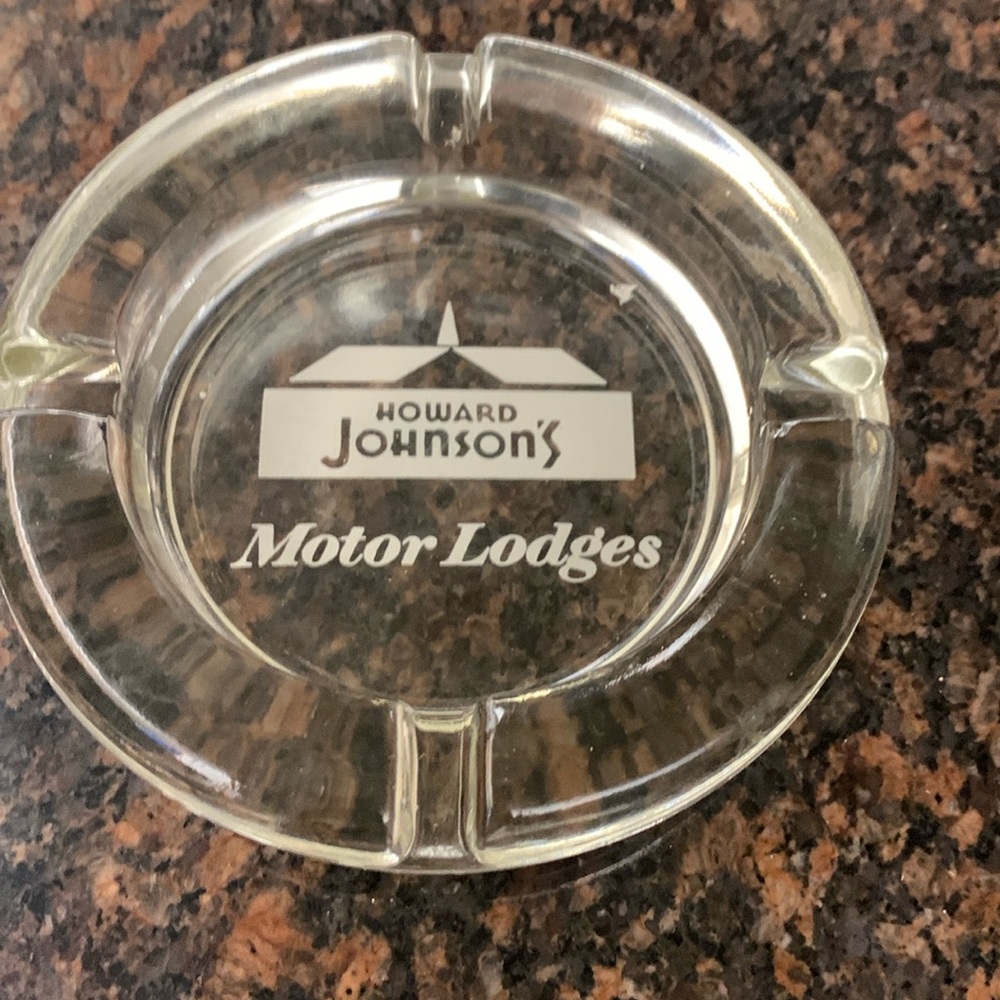 Howard Johnson’s Motor Lodge Ashtray clear glass vintage
